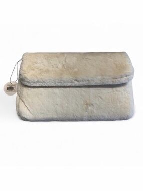 3/$20 Faux Fur Cream Zippered Clutch Purse Bag Glam Party Going Out Bewaltz